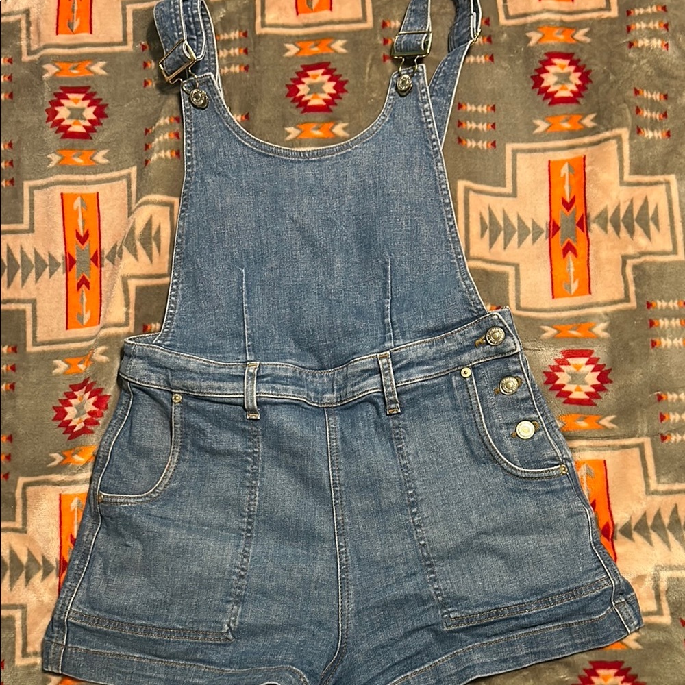 7 For All Mankind Denim Overall Shorts